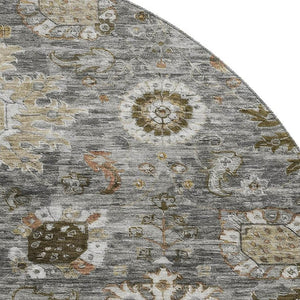 HomeRoots 8' X 10' Elegant Pewter Copper & Beige Washable Area Rug with UV Protection for Busy Homes 708347