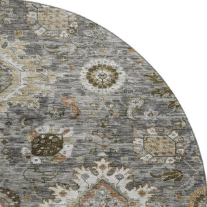 HomeRoots 8' X 10' Elegant Pewter Copper & Beige Washable Area Rug with UV Protection for Busy Homes 708347