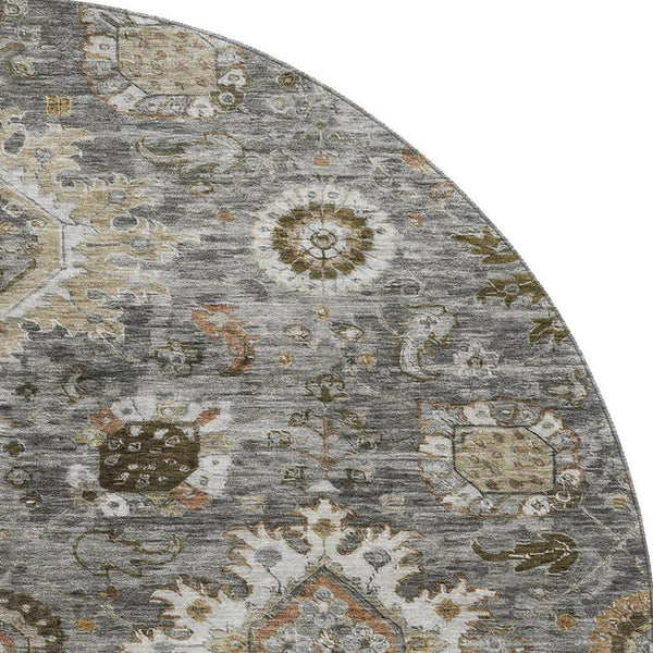 HomeRoots 8' X 10' Elegant Pewter Copper & Beige Washable Area Rug with UV Protection for Busy Homes 708347