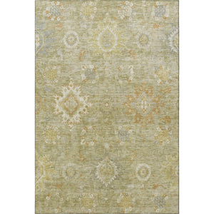 HomeRoots 8' Sage Copper Ivory Oriental Washable Round Rug - Durable, Stain Resistant, UV Protected Elegance 708352