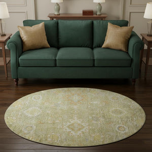 HomeRoots 8' X 10' Sage Copper & Ivory Oriental Washable Area Rug - UV Protected, Stain-Resistant Beauty 708353