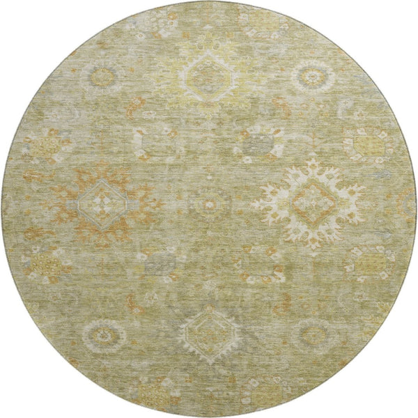 HomeRoots 8' X 10' Sage Copper & Ivory Oriental Washable Area Rug - UV Protected, Stain-Resistant Beauty 708353