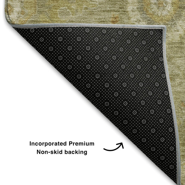 HomeRoots 8' X 10' Sage Copper & Ivory Oriental Washable Area Rug - UV Protected, Stain-Resistant Beauty 708353