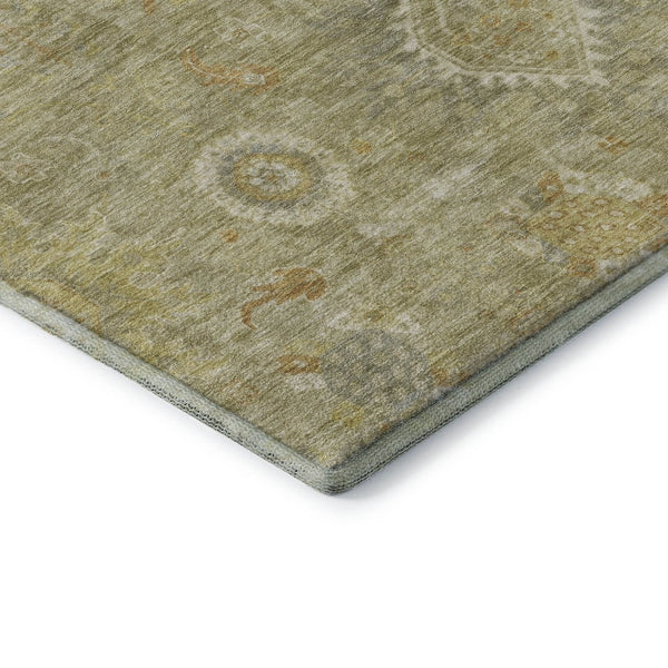 HomeRoots 8' X 10' Sage Copper & Ivory Oriental Washable Area Rug - UV Protected, Stain-Resistant Beauty 708353