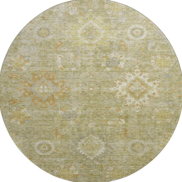 HomeRoots 8' X 10' Sage Copper & Ivory Oriental Washable Area Rug - UV Protected, Stain-Resistant Beauty 708353