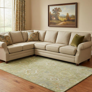 HomeRoots 9' X 12' Sage Copper and Ivory Oriental Area Rug – Washable, UV Protected, and Stain Resistant Beauty! 708354