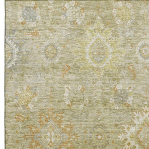 HomeRoots 9' X 12' Sage Copper and Ivory Oriental Area Rug – Washable, UV Protected, and Stain Resistant Beauty! 708354