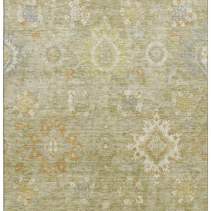 HomeRoots 9' X 12' Sage Copper and Ivory Oriental Area Rug – Washable, UV Protected, and Stain Resistant Beauty! 708354