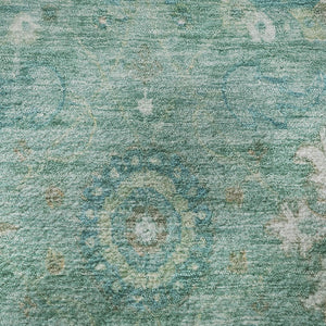 HomeRoots 8' X 10' Teal, Copper & Ivory Oriental Rug - Washable, UV Protected, Durable for High-Traffic Areas 708359