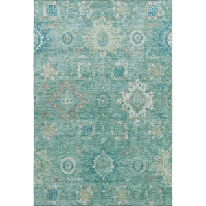 HomeRoots 10' X 14' Teal Copper Ivory Oriental Area Rug - Washable, Non-Slip, UV Protected, Family Friendly 708361