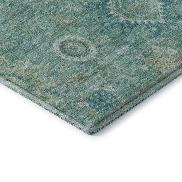HomeRoots 10' X 14' Teal Copper Ivory Oriental Area Rug - Washable, Non-Slip, UV Protected, Family Friendly 708361