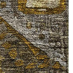 HomeRoots 5' X 8' Abstract Geometric Area Rug in Brown, Gold & Beige – Washable, UV Protected, Durable Design! 708363