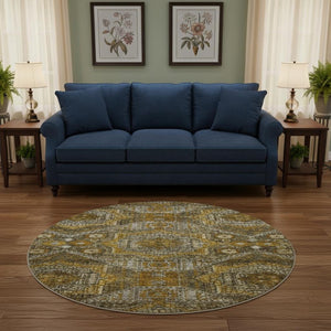 HomeRoots 8' X 10' Stylish Brown Gold Beige Abstract Area Rug - Washable, UV Protected, Perfect for Families 708365