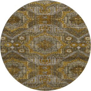 HomeRoots 8' X 10' Stylish Brown Gold Beige Abstract Area Rug - Washable, UV Protected, Perfect for Families 708365