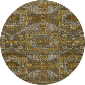 HomeRoots 8' X 10' Stylish Brown Gold Beige Abstract Area Rug - Washable, UV Protected, Perfect for Families 708365