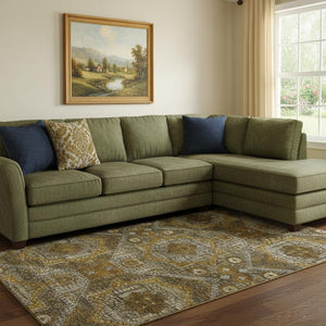 HomeRoots 9' X 12' Brown Gold Beige Washable Area Rug with UV Protection - Stylish, Durable & Easy Care Decor 708366