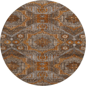 HomeRoots 8' X 10' Abstract Geometric Area Rug in Copper & Beige – Washable, UV-Protected, Pet-Friendly Design! 708371