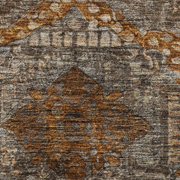 HomeRoots 8' X 10' Abstract Geometric Area Rug in Copper & Beige – Washable, UV-Protected, Pet-Friendly Design! 708371