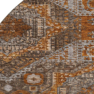 HomeRoots 8' X 10' Abstract Geometric Area Rug in Copper & Beige – Washable, UV-Protected, Pet-Friendly Design! 708371