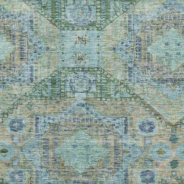 HomeRoots 5' X 8' Colorful Geometric Washable Area Rug with UV Protection - Perfect for Homes with Kids & Pets! 708375