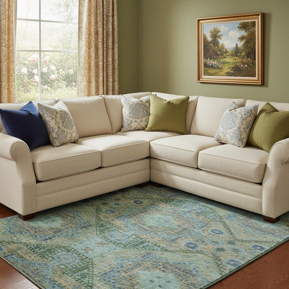 HomeRoots 9' X 12' Abstract Geometric Washable Area Rug - Stain Resistant, UV Protected, Stylish & Durable! 708378