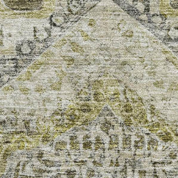 HomeRoots 8' Khaki Beige & Gray Round Rug – Washable, UV-Protected, Abstract Geometric Design for Modern Spaces 708382