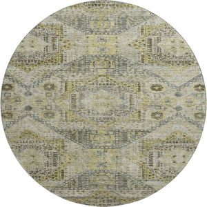 HomeRoots 8' X 10' Washable Khaki Beige and Gray Geometric Area Rug with UV Protection for Modern Homes 708383