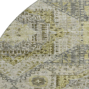 HomeRoots 8' X 10' Washable Khaki Beige and Gray Geometric Area Rug with UV Protection for Modern Homes 708383