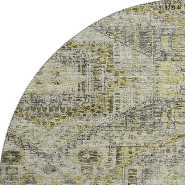 HomeRoots 8' X 10' Washable Khaki Beige and Gray Geometric Area Rug with UV Protection for Modern Homes 708383