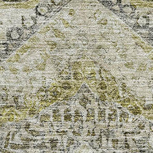 HomeRoots 9' X 12' Abstract Geometric Washable Area Rug in Khaki Beige & Gray – Stain-Resistant & UV-Protected! 708384