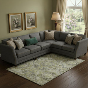 HomeRoots 10' Khaki Beige & Gray Abstract Geometric Area Rug - Durable, Washable, UV Protected for Modern Spaces 708385