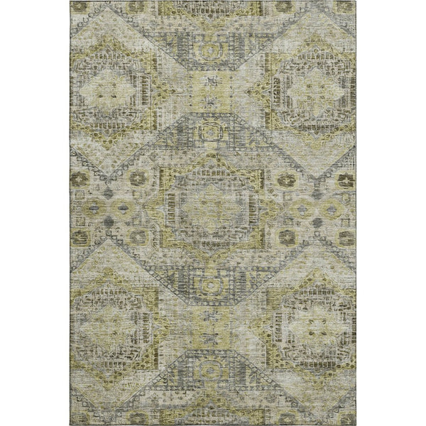 HomeRoots 10' Khaki Beige & Gray Abstract Geometric Area Rug - Durable, Washable, UV Protected for Modern Spaces 708385