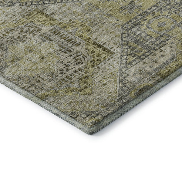 HomeRoots 10' Khaki Beige & Gray Abstract Geometric Area Rug - Durable, Washable, UV Protected for Modern Spaces 708385