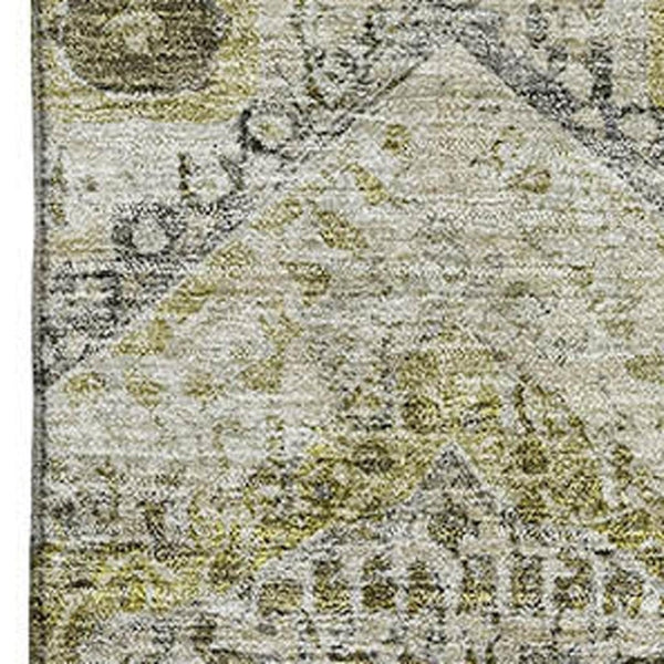 HomeRoots 10' Khaki Beige & Gray Abstract Geometric Area Rug - Durable, Washable, UV Protected for Modern Spaces 708385