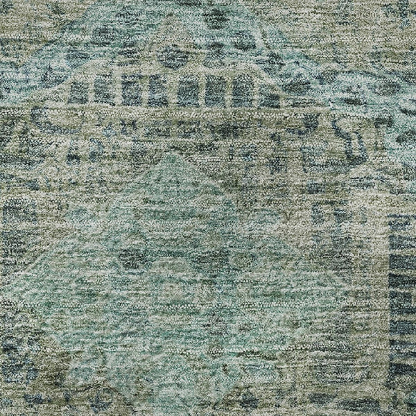 HomeRoots 8' X 10' Sage and Blue Geometric Washable Area Rug - Durable, UV-Protected, Perfect for Homes with Kids! 708389