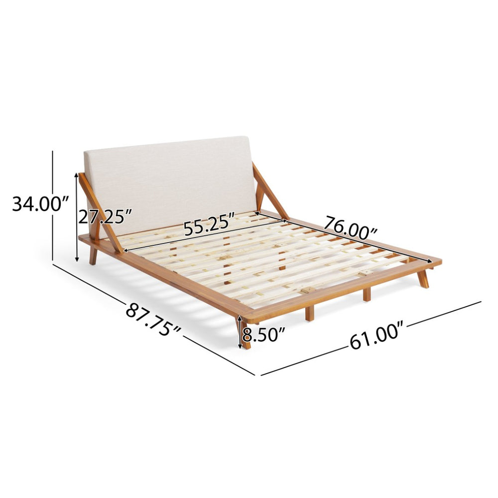 English Elm Breonca Plush Upholstered Platform Bed with Acacia Wood Base and Padded Headboard 70839.00BGE-F-H_70839.00BGE-F-P