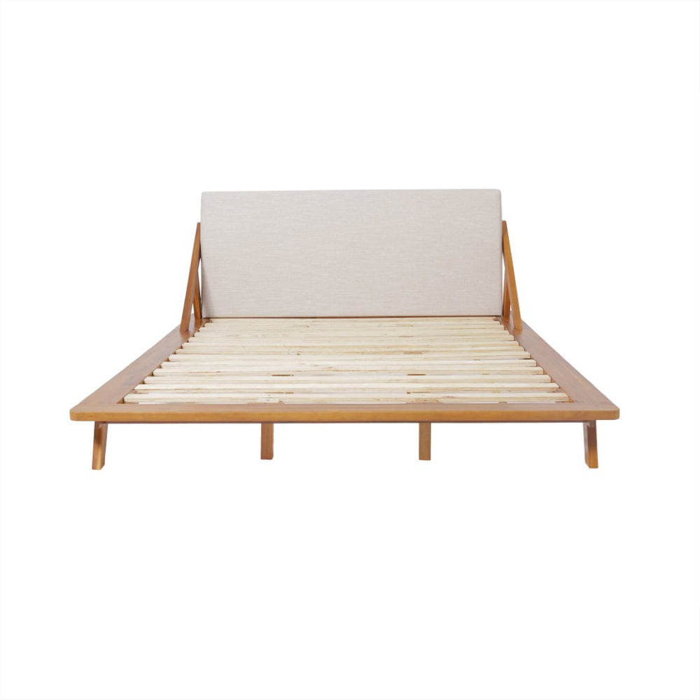 English Elm Breonca King Platform Bed Solid Acacia Frame Cushioned Upholstered Headboard Modern 70839.00BGE-K-H_70839.00BGE-K-P