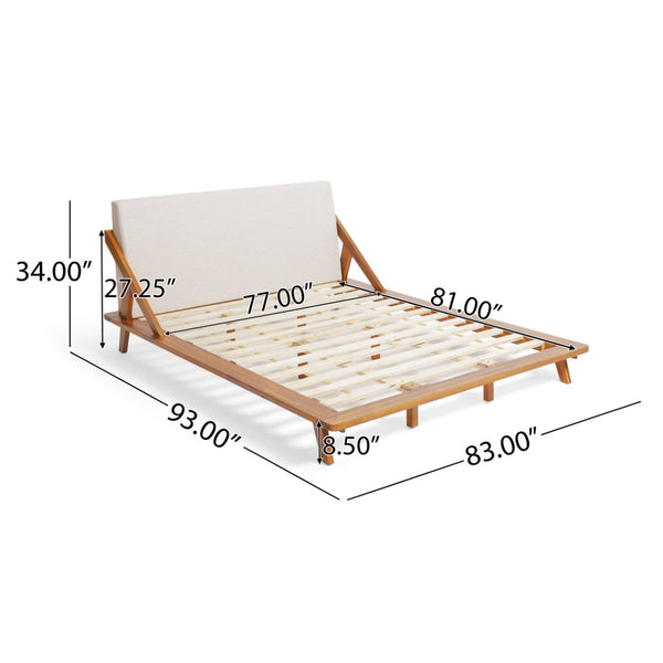 English Elm Breonca King Platform Bed Solid Acacia Frame Cushioned Upholstered Headboard Modern 70839.00BGE-K-H_70839.00BGE-K-P