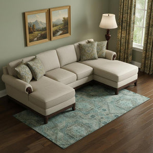 HomeRoots 10' X 14' Sage and Blue Abstract Geometric Area Rug with UV Protection for Stylish Living Spaces 708391