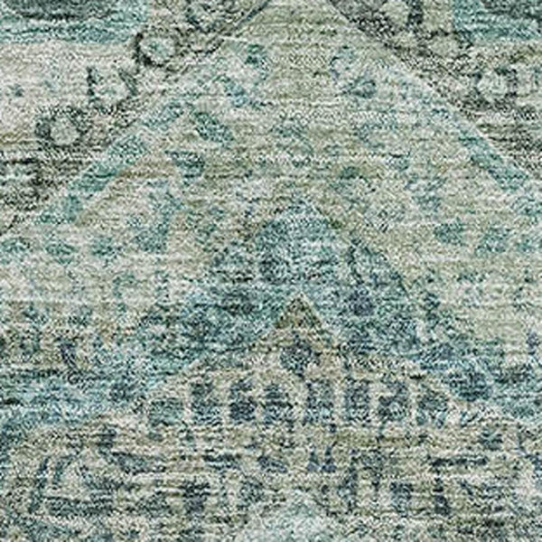 HomeRoots 10' X 14' Sage and Blue Abstract Geometric Area Rug with UV Protection for Stylish Living Spaces 708391