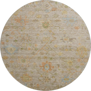 HomeRoots 8' X 10' Beige, Orange & Blue Floral Washable Area Rug - Durable, UV-Protected, Family-Friendly Design! 708395