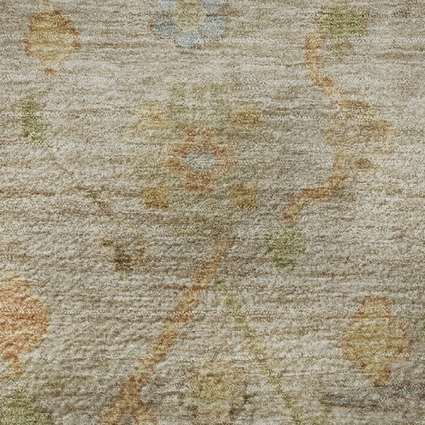 HomeRoots 8' X 10' Beige, Orange & Blue Floral Washable Area Rug - Durable, UV-Protected, Family-Friendly Design! 708395