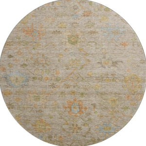 HomeRoots 8' X 10' Beige, Orange & Blue Floral Washable Area Rug - Durable, UV-Protected, Family-Friendly Design! 708395