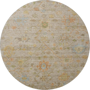 HomeRoots 8' X 10' Beige, Orange & Blue Floral Washable Area Rug - Durable, UV-Protected, Family-Friendly Design! 708395