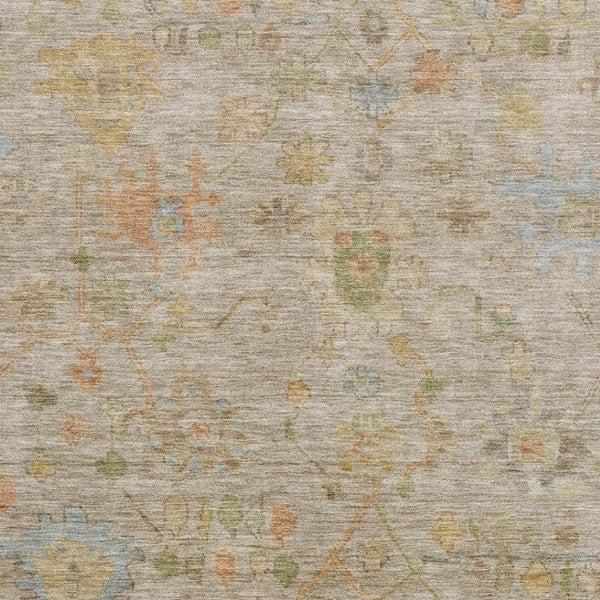 HomeRoots 9' X 12' Washable Beige Floral Area Rug with UV Protection - Stain-Resistant, Durable & Elegant Design 708396