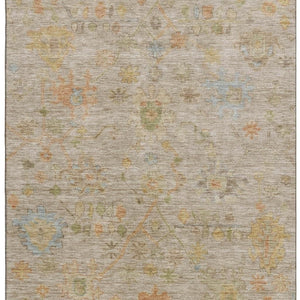 HomeRoots 9' X 12' Washable Beige Floral Area Rug with UV Protection - Stain-Resistant, Durable & Elegant Design 708396