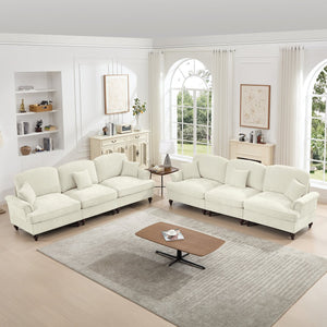 English Elm Classic 2 Piece Modular Couch Set: Elegant Chenille Sofa & Loveseat With Dual-Style Ruffle Skirts W3041S00237