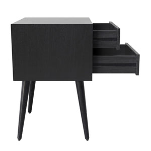 English Elm Christopher Knight Home® - Nightstand with 2 Drawers Mid-Century Acacia Wood, Splayed Legs, Brass Hardware, Easy-Glide Storage Black 20.5 L x 17.5 W x 14.75 H N761P180219B
