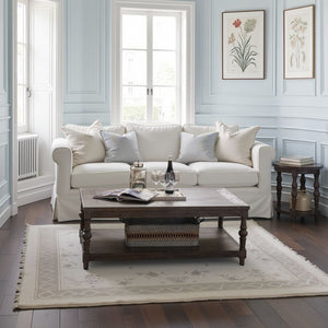 English Elm Middleton Rectangular Wood Coffee Table with Lower Shelf Traditional Turned Leg Design B108P468542