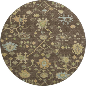 HomeRoots 8' X 10' Floral Area Rug in Brown, Gold & Blue - Washable, UV Protected, Durable, Stain-Resistant! 708407